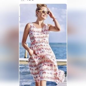 Boden Hattie Parasol Sailboat Beach print Dress size 18